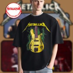 Metallica Yellow Bass Guitar & Green Lightning T-Shirt