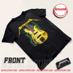 Metallica Yellow Bass Guitar & Green Lightning T-Shirt