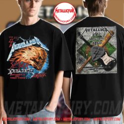 Metallica Big 4 Flaming Skull & Crossed Bat 2011 2-Sided Tour Shirt