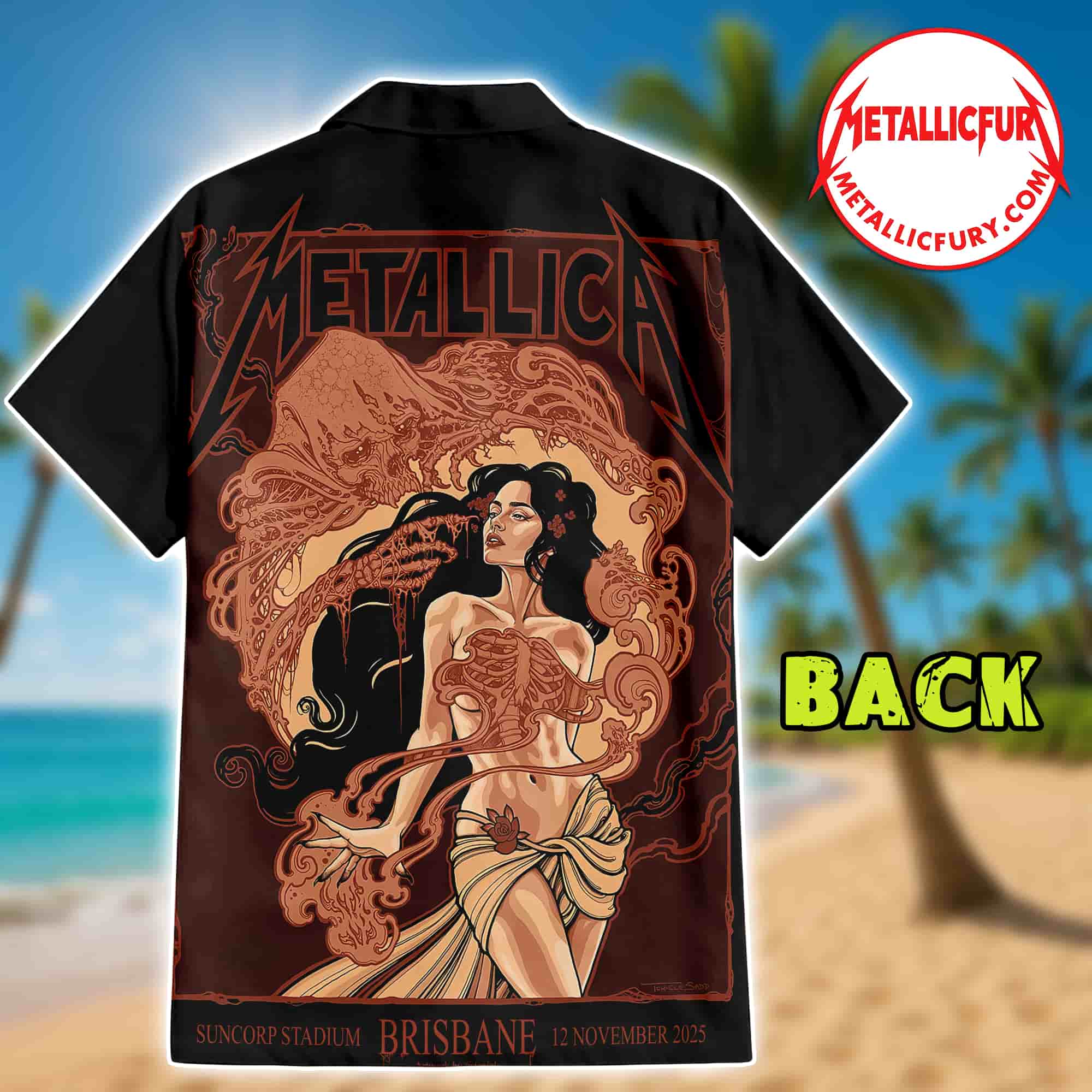 Metallica Brisbane 2025 Hawaiian shirt - Suncorp Stadium merchandise