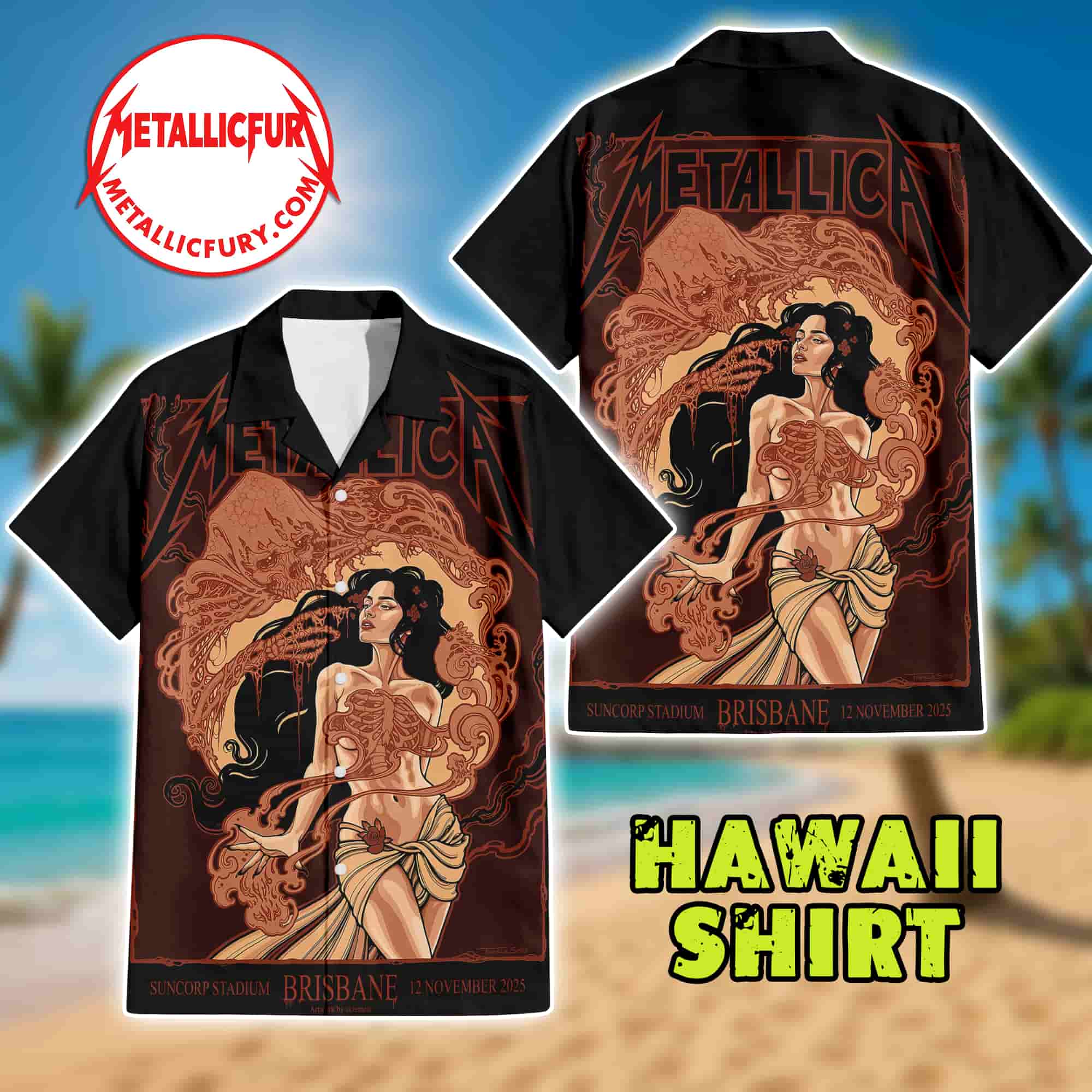 Metallica Brisbane 2025 Hawaiian shirt - Suncorp Stadium merchandise