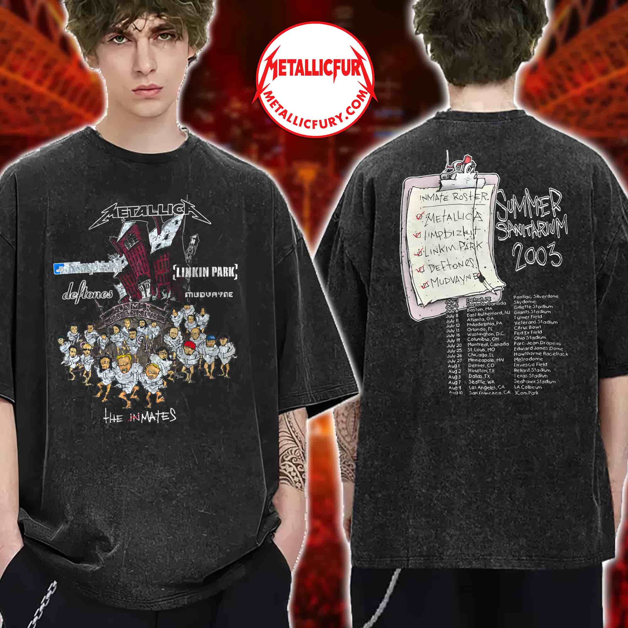 Vintage 2003 Metallica Summer Sanitarium Band Tour Concert Washed T-Shirt