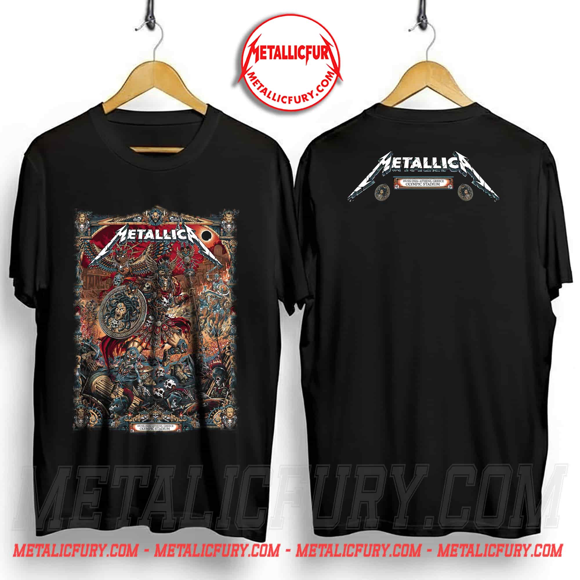 Metallica M72 Athens 2026 Venue Merch Tee - Olympic Stadium , Greece Two Sided T-Shirt