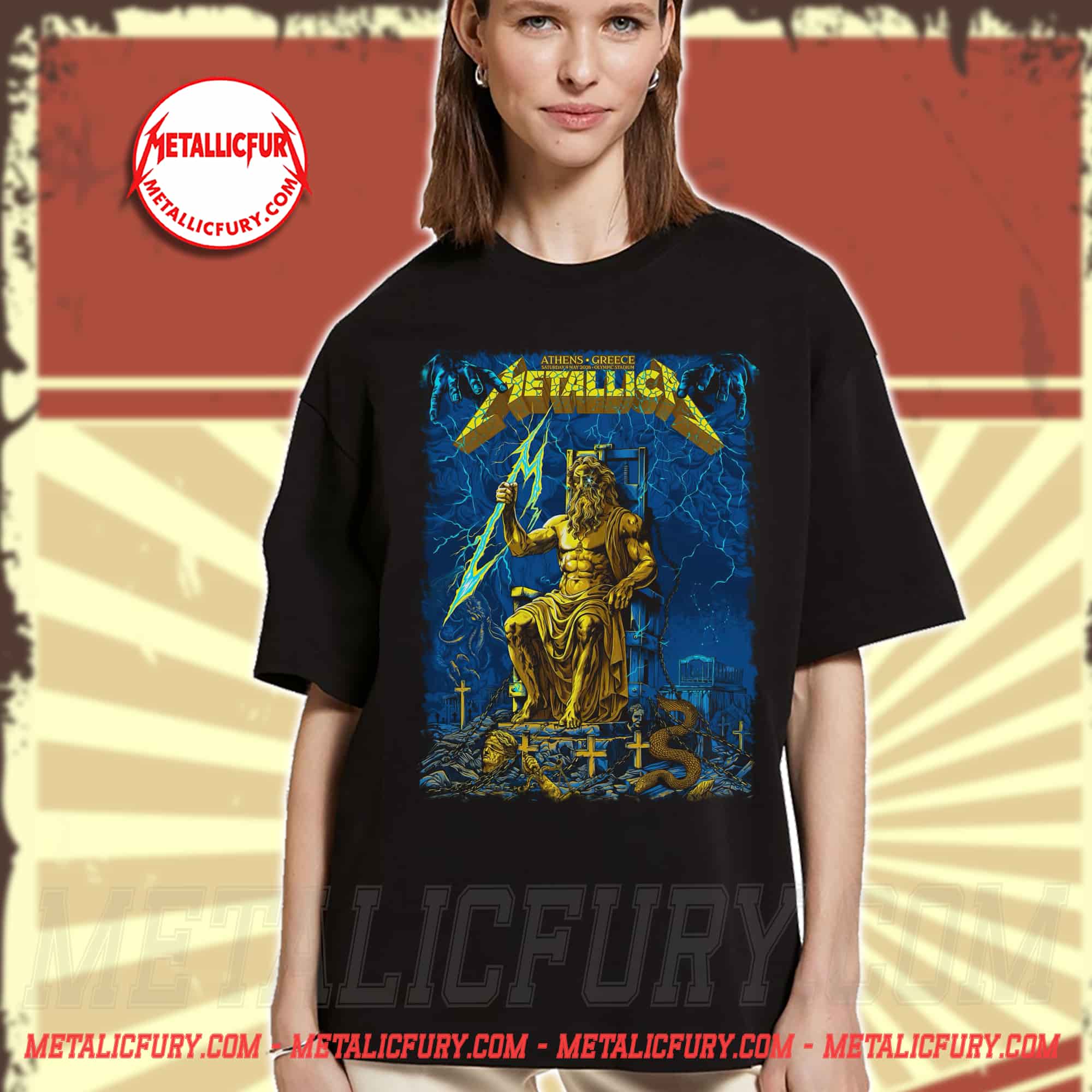 Metallica M72 Athens Zeus God Poster Art T-Shirt