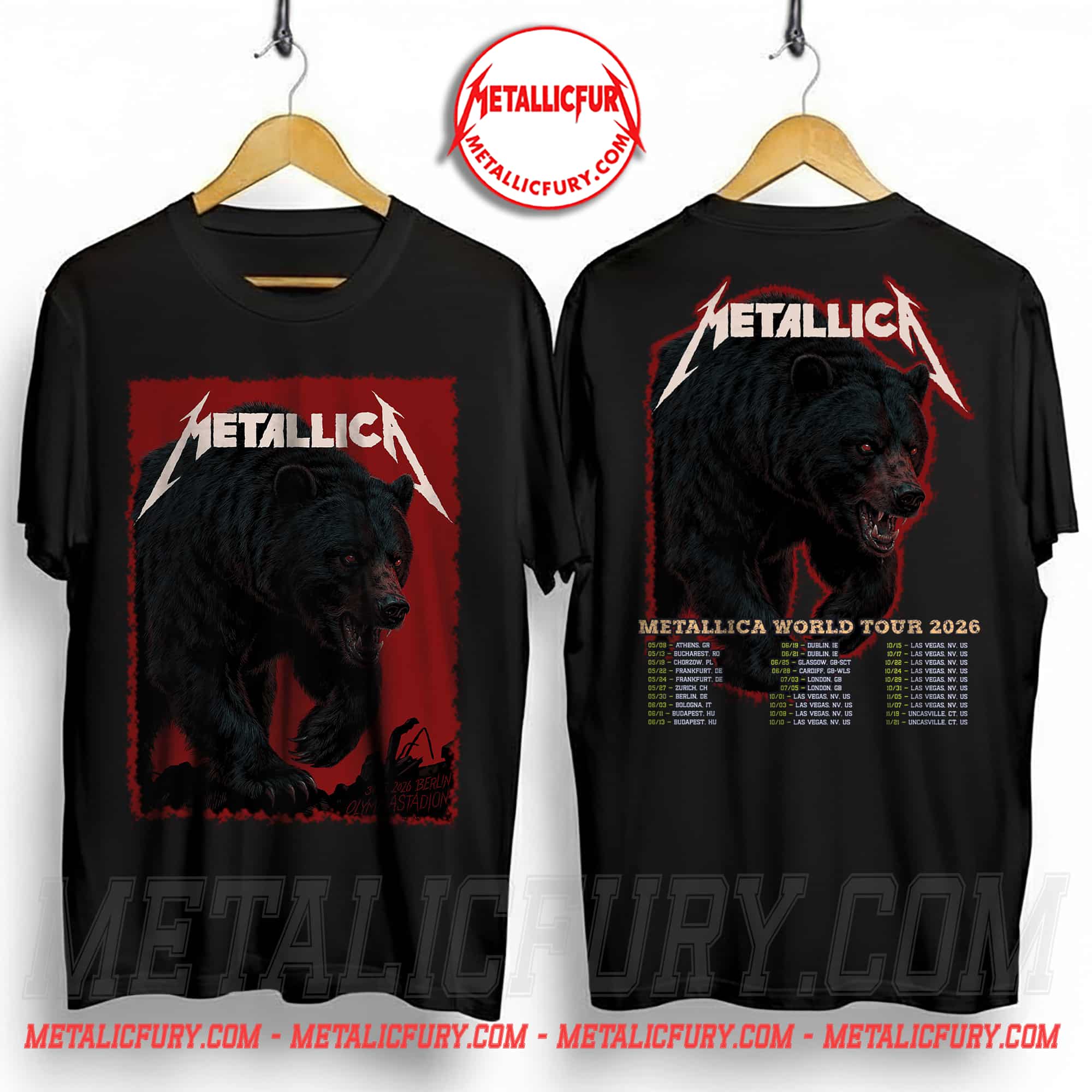 Metallica M72 Berlin 2026 Double-Sided T-Shirt – German Bear, May 30, 2026 at Olympiastadion, Germany