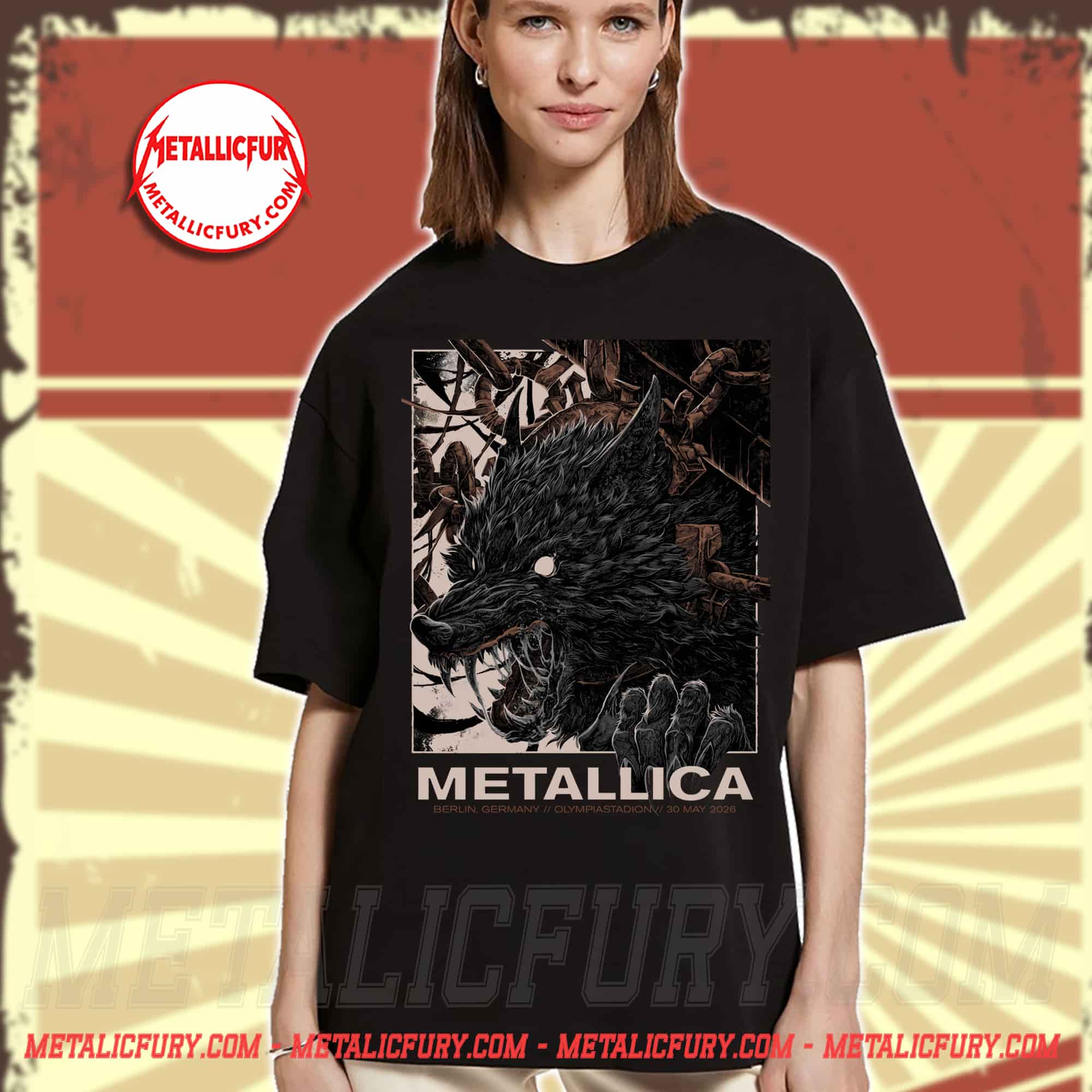 Metallica M72 Berlin 2026 Wolf T-Shirt – May 30, 2026 at Olympiastadion, Germany