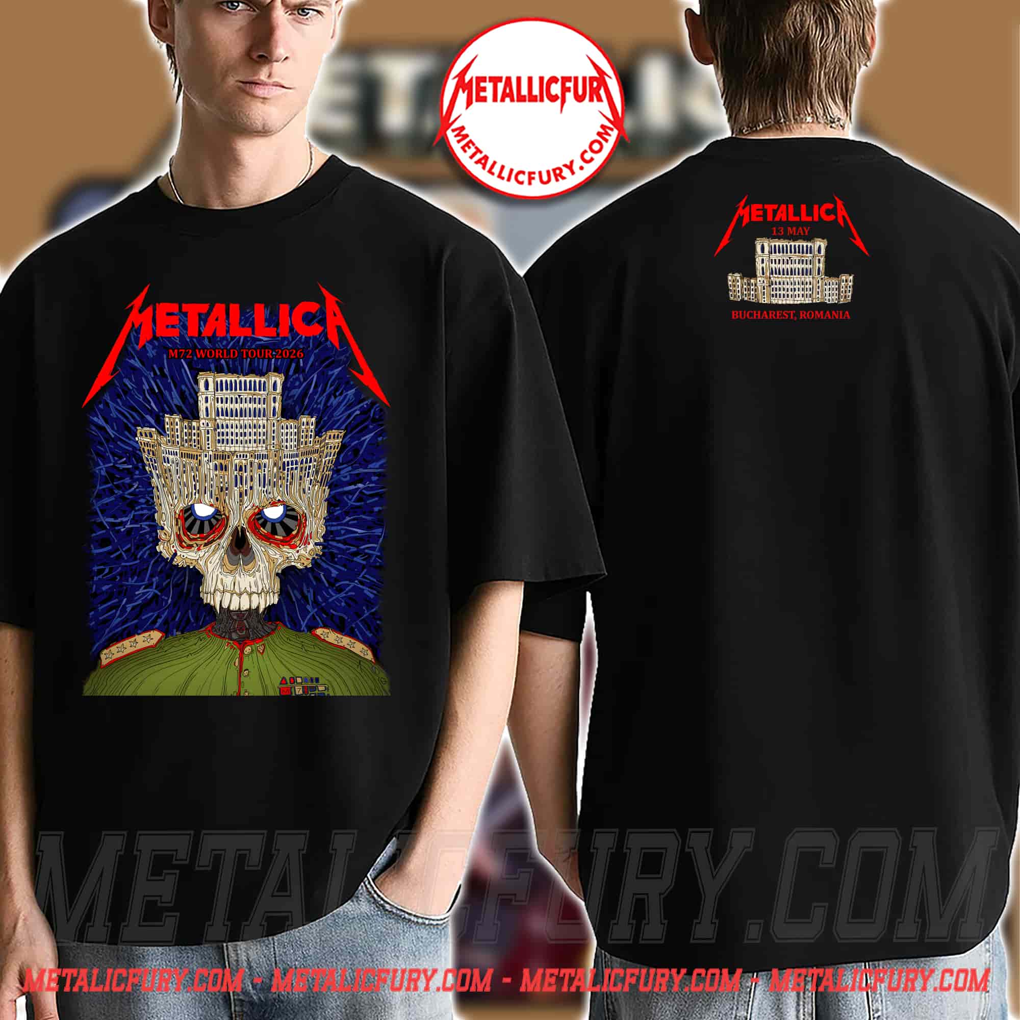 Metallica M72 Bucharest 2026 Venue Merch Tee - Bucharest Romania At Arena Nationala