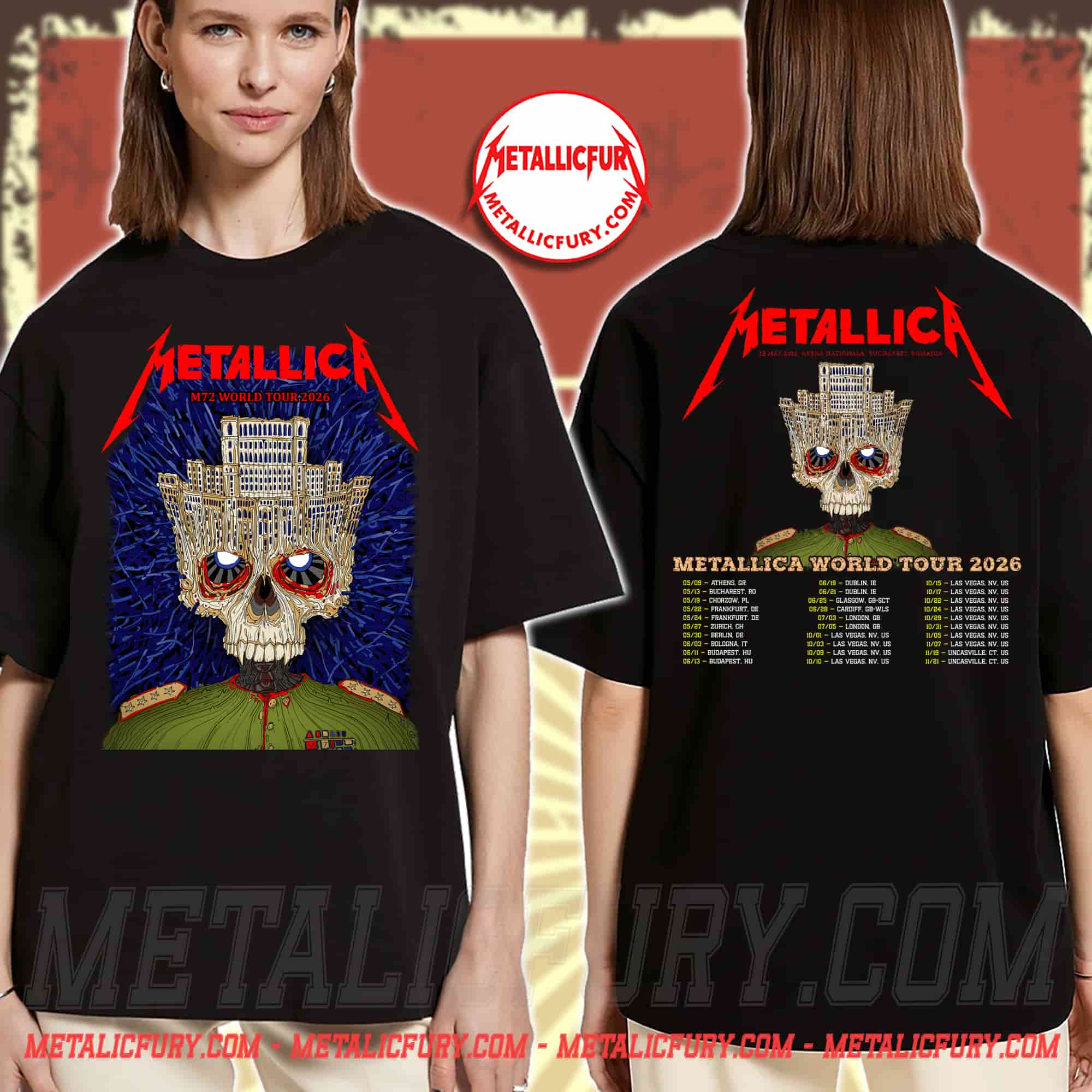 Metallica M72 Bucharest Double-Sided T-Shirt at Arena Nationala, Romania | May 13, 2026