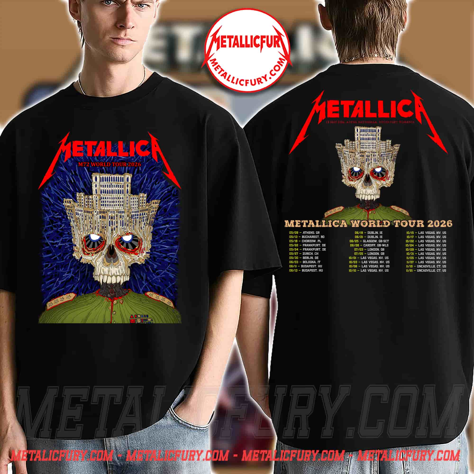Metallica M72 Bucharest Double-Sided T-Shirt at Arena Nationala, Romania | May 13, 2026