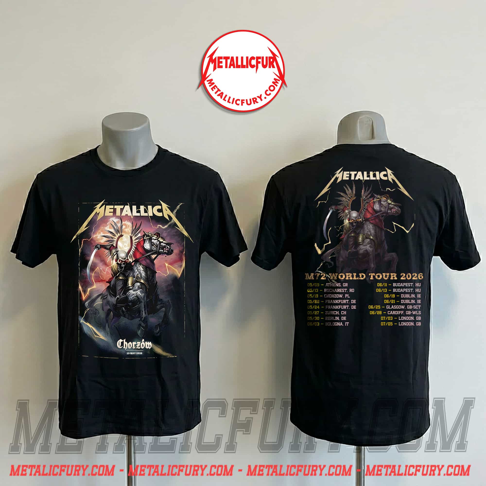 Metallica M72 Chorzów 2026 T-Shirt – Stadion Śląski, Poland – The Death Winged Hussars Artwork – May 19, 2026