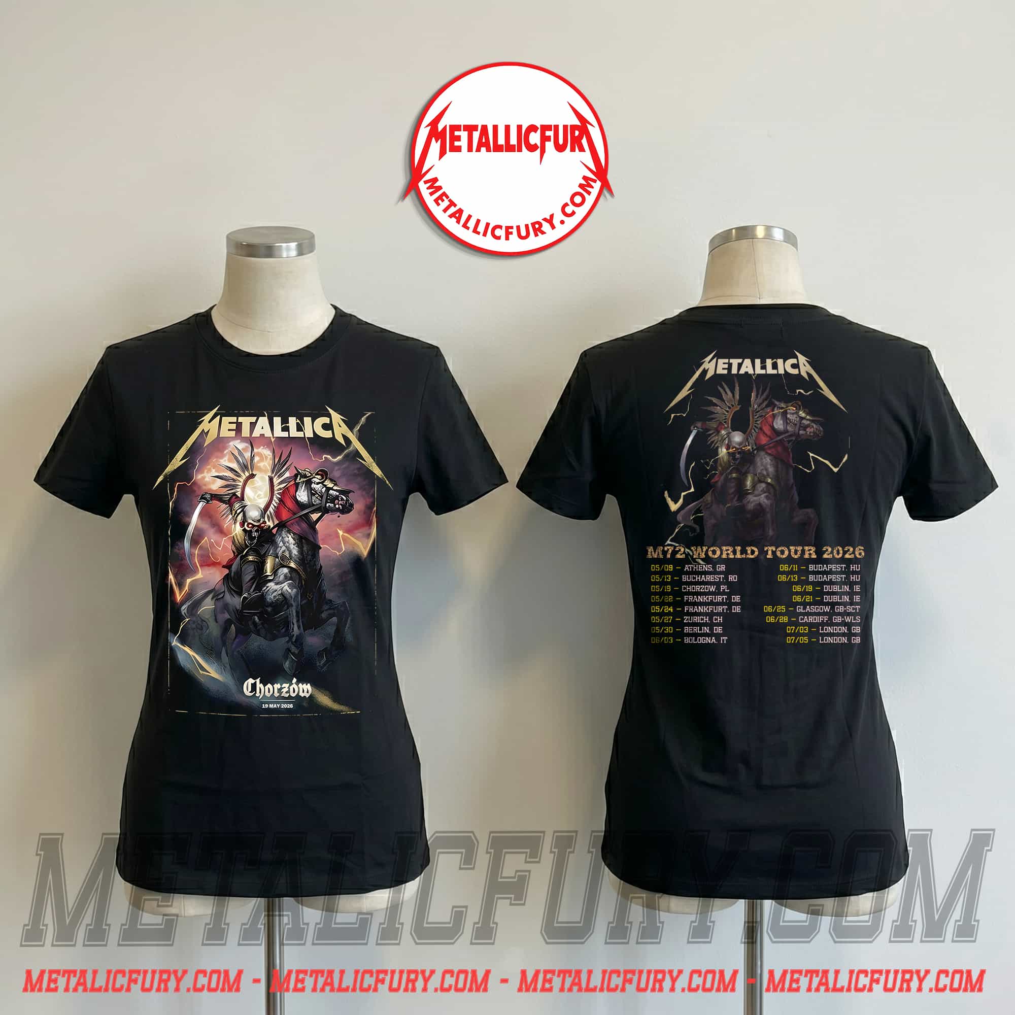 Metallica M72 Chorzów 2026 T-Shirt – Stadion Śląski, Poland – The Death Winged Hussars Artwork – May 19, 2026