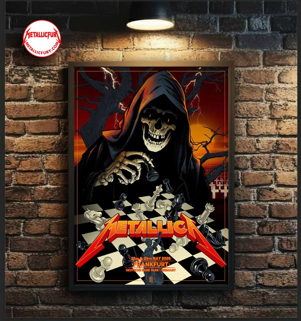 Metallica M72 Frankfurt Night 1 Pop-Up Shop Poster - May 22, 2026 in Germany - Grim Reaper playing chess