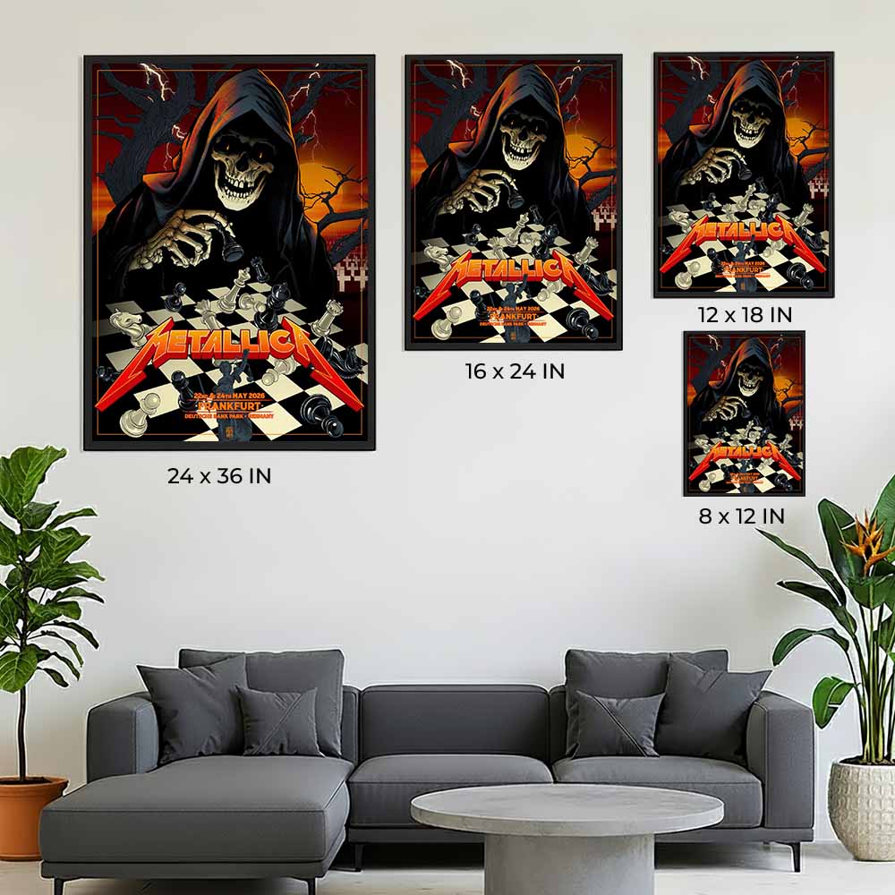 Metallica M72 Frankfurt Night 1 Pop-Up Shop Poster - May 22, 2026 in Germany - Grim Reaper playing chess