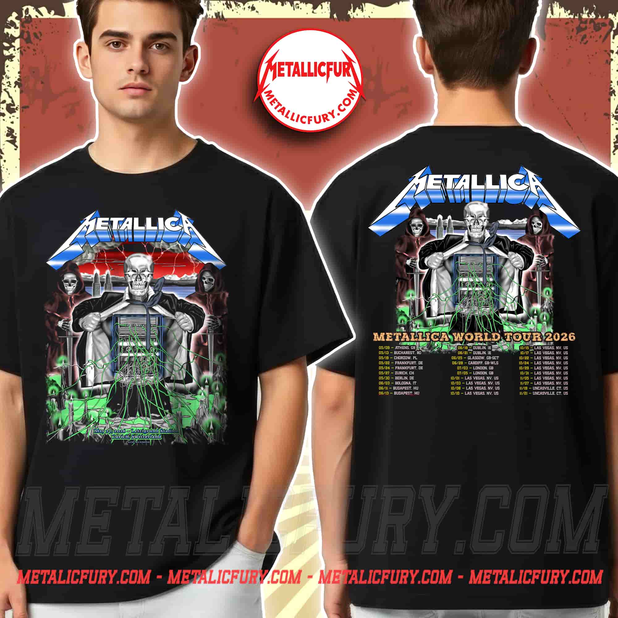 Metallica M72 Zürich Switzerland 2026 Double-Sided T-Shirt