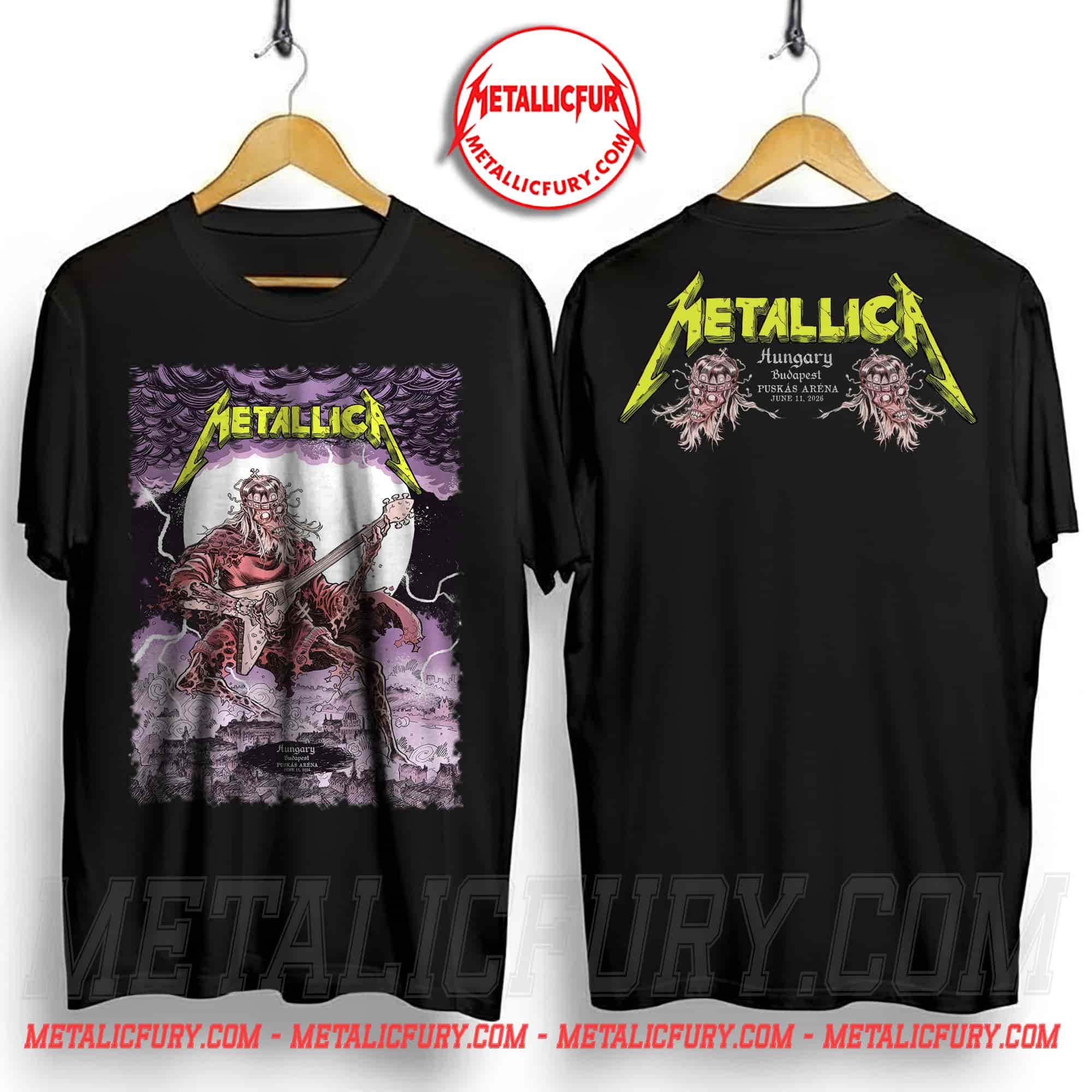 Metallica M72 Budapest 2026 Double Sided T-Shirt - June 11 Puskás Aréna, Hungary
