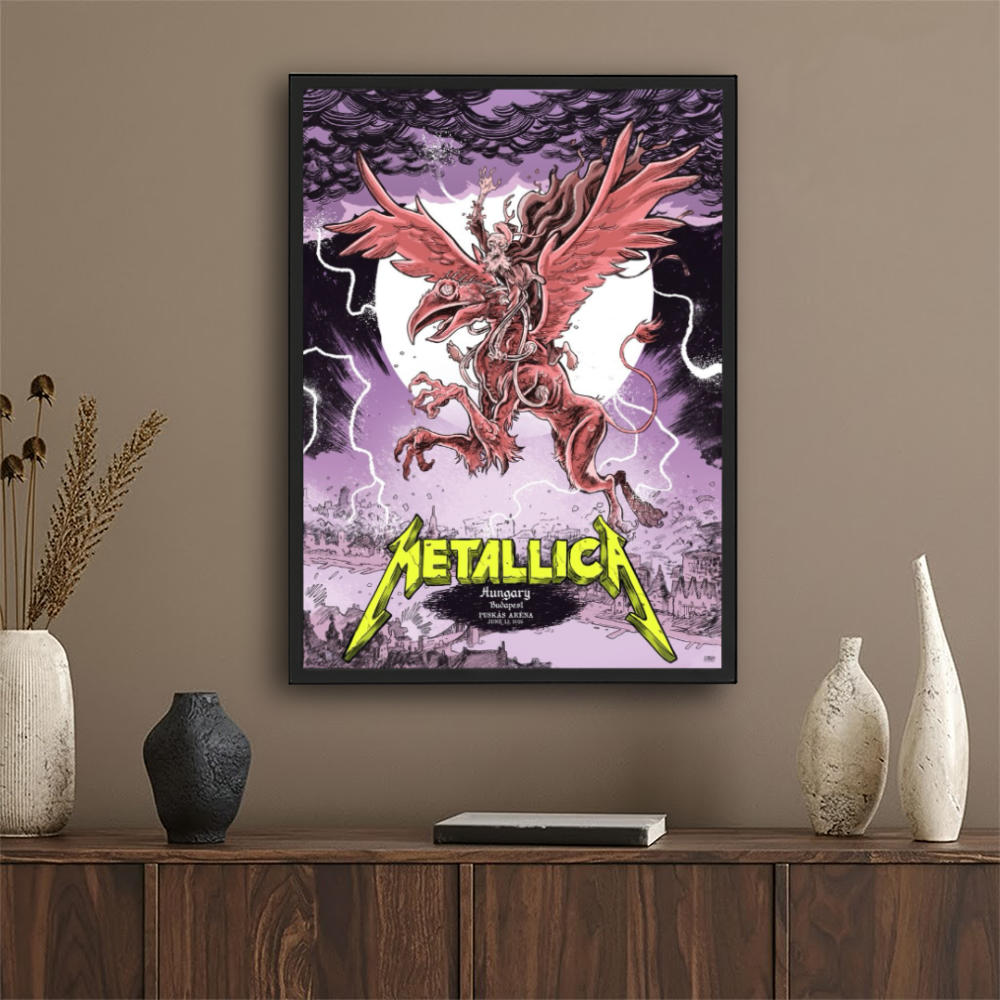Metallica M72 Budapest 2026 Poster – Night 2, June 13 at Puskás Aréna Hungary – Artwork by Mark Laszlo