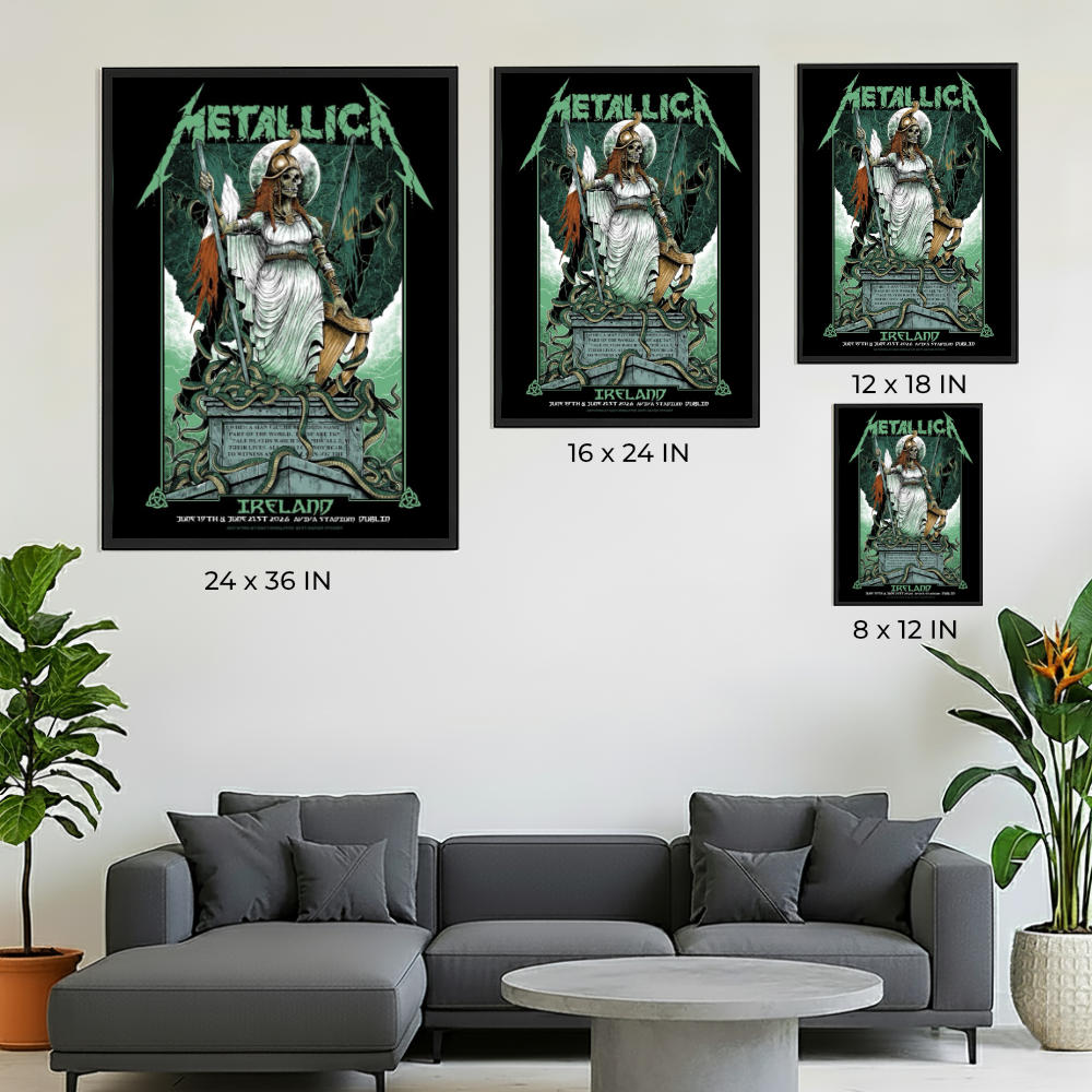 Metallica M72 Dublin 2026 Goddess Hibernia Pop-up Shop Poster
