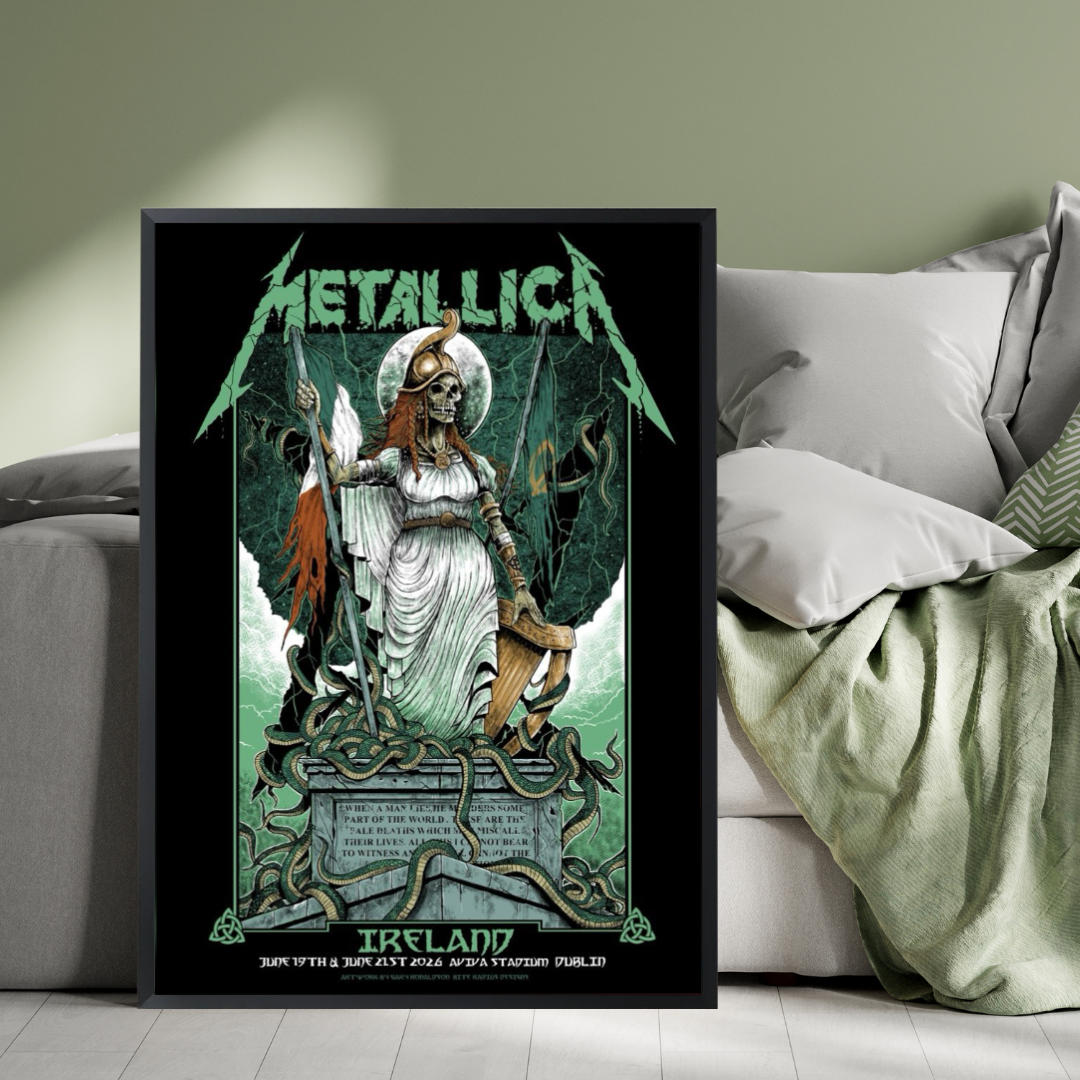 Metallica M72 Dublin 2026 Goddess Hibernia Pop-up Shop Poster