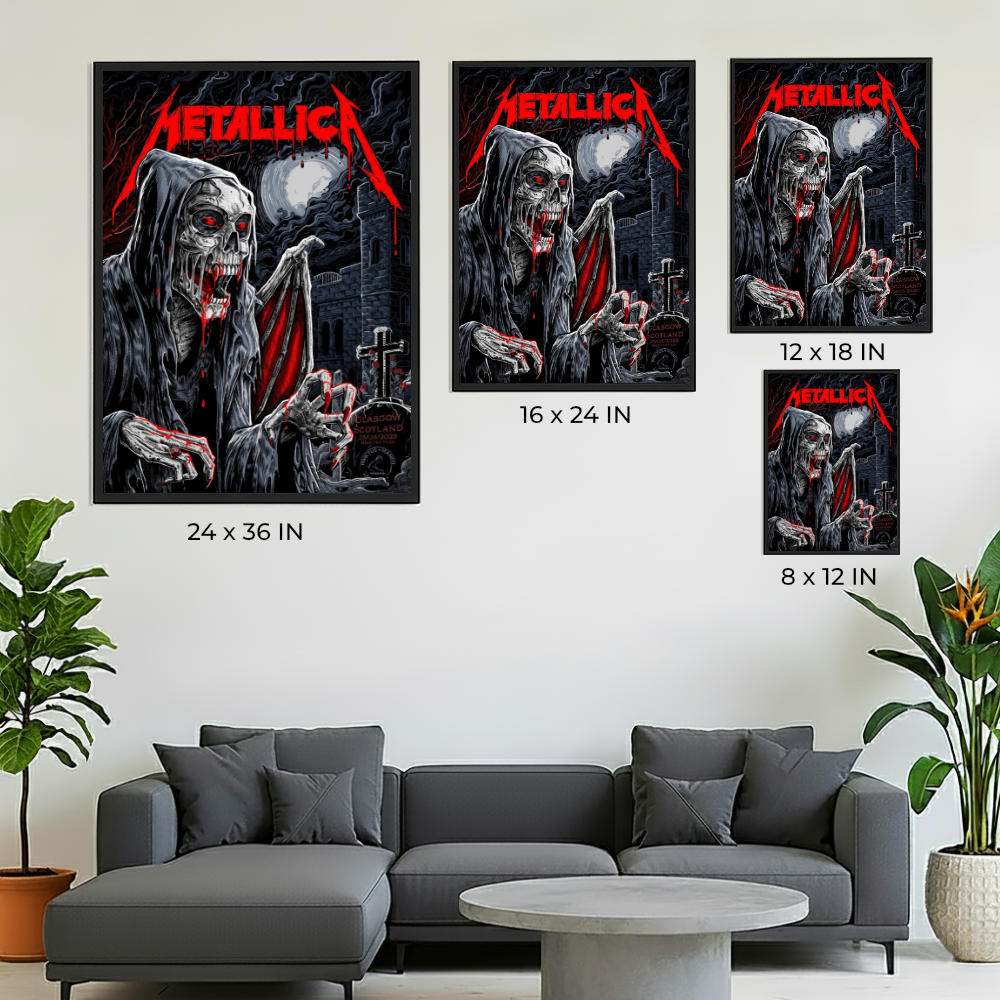 Metallica M72 Glasgow 2026 Vampire Skeleton Pop-Up Shop Poster