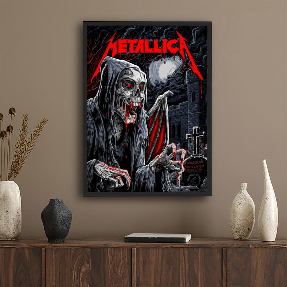 Metallica M72 Glasgow 2026 Vampire Skeleton Pop-Up Shop Poster