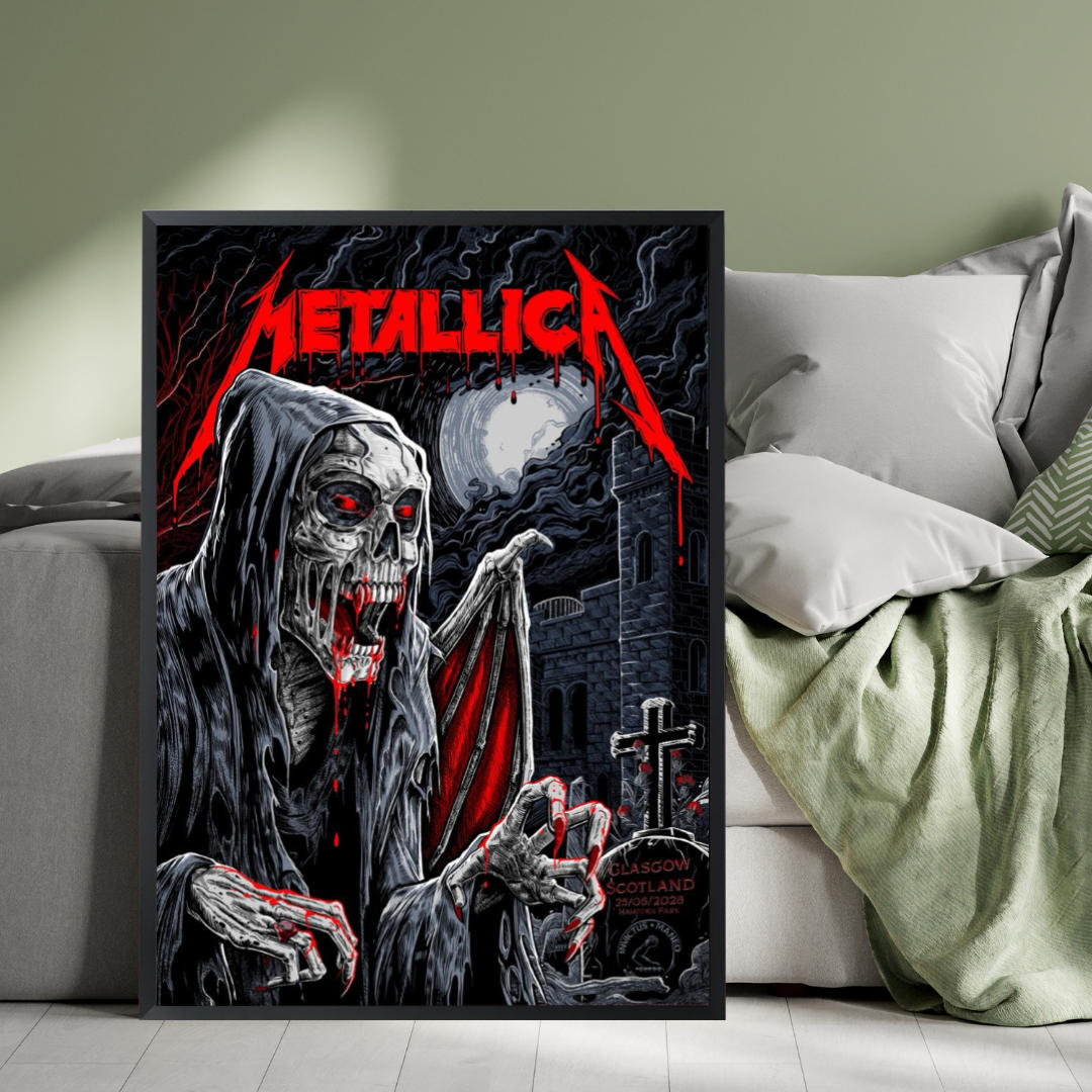 Metallica M72 Glasgow 2026 Vampire Skeleton Pop-Up Shop Poster