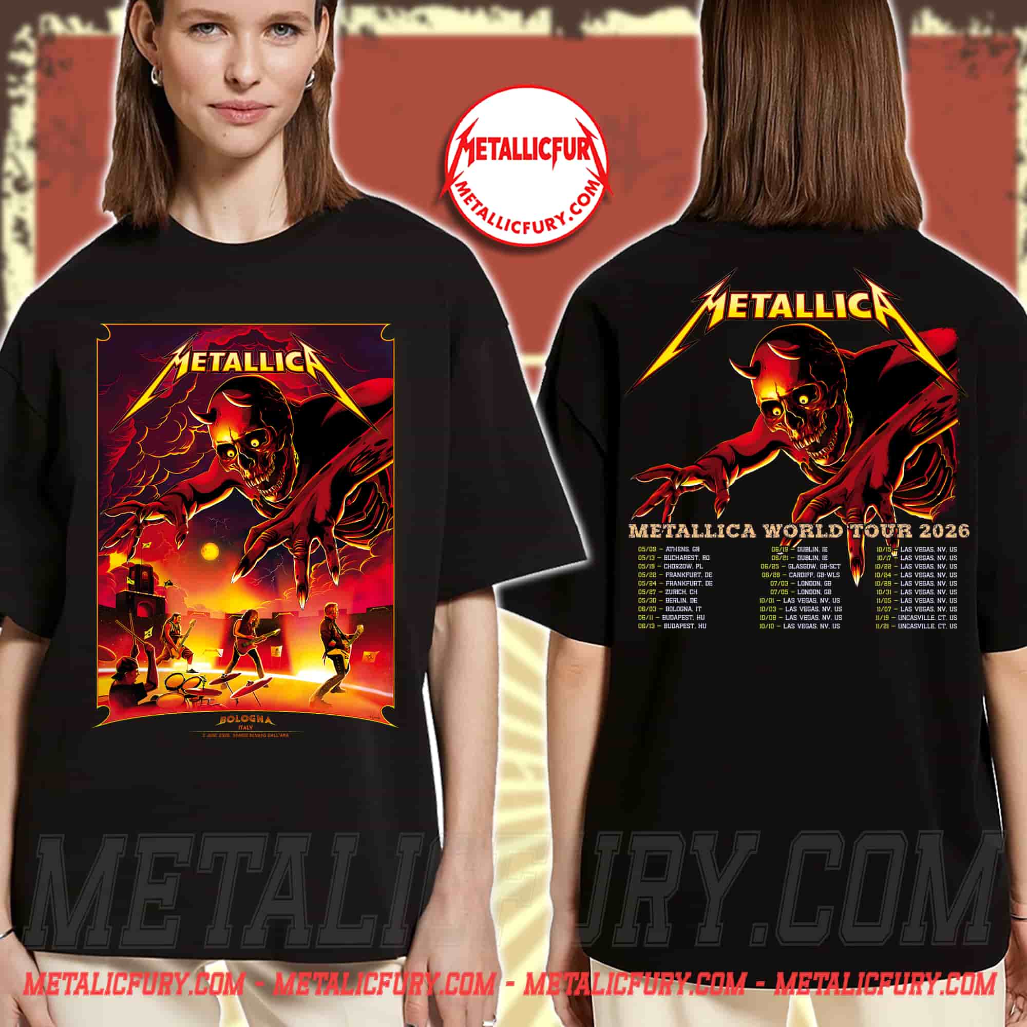 Metallica M72 Stadio Renato Dall'Ara Bologna 2026 T-Shirt