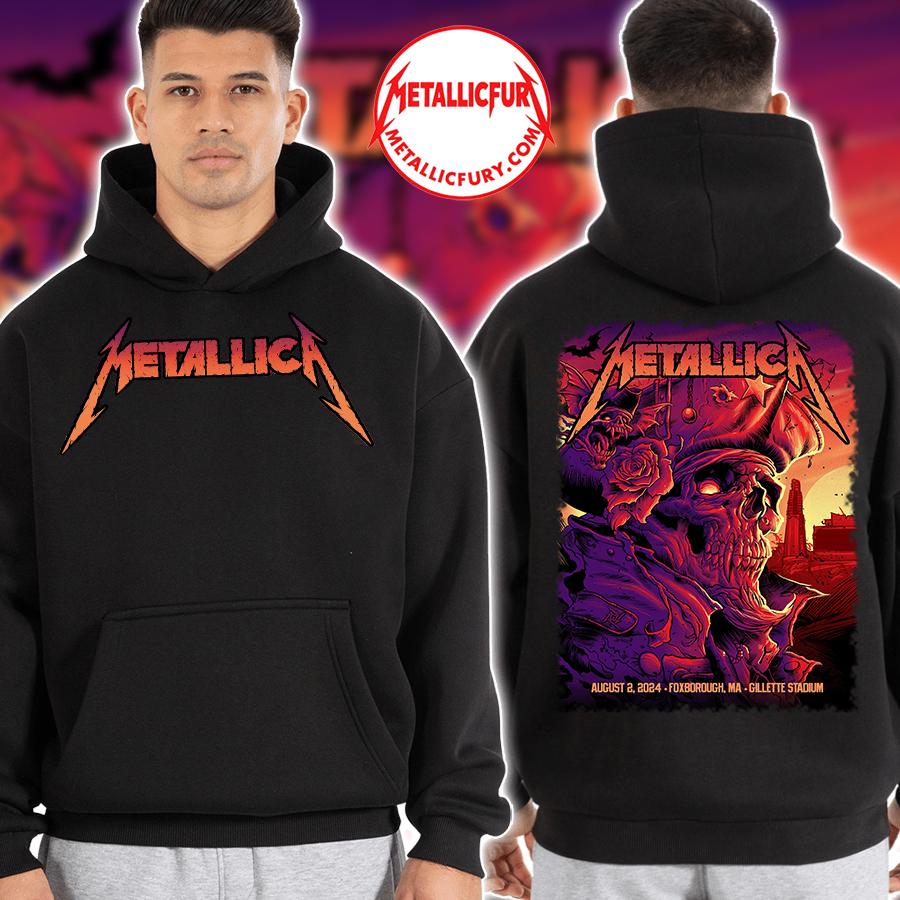 Metallica M72 Foxborough 2024 Night 1 Hoodie - Patriot Skull Graphic Black
