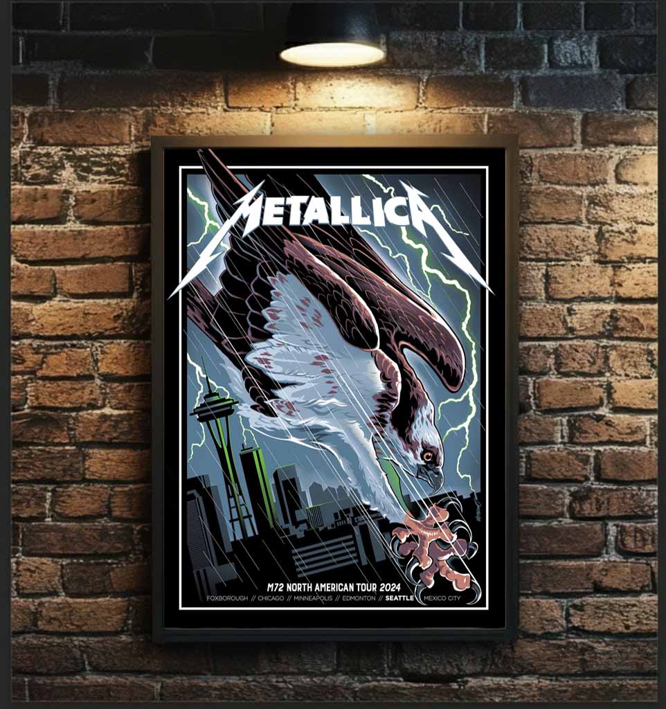 Metallica M72 Seattle 2024 Seahawk Pop-Up Shop Poster – Nate Dino