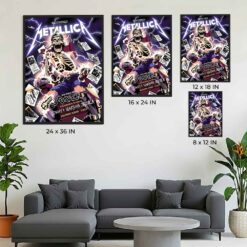 Metallica M72 Hollywood Florida 2022 Poster - Thrash Metal Lightning Storm
