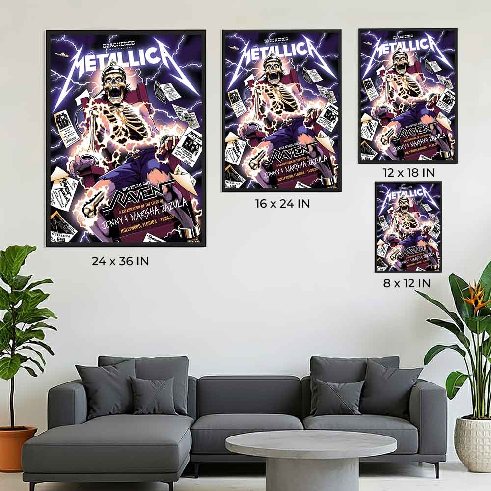 Metallica M72 Hollywood Florida 2022 Poster - Thrash Metal Lightning Storm