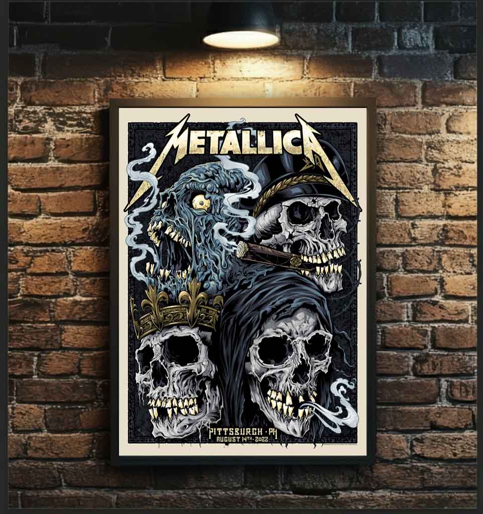 Metallica Pittsburgh 2022 Four Skulls Poster – PNC Park, August 14