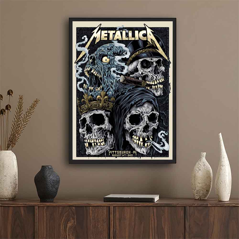 Metallica Pittsburgh 2022 Four Skulls Poster – PNC Park, August 14