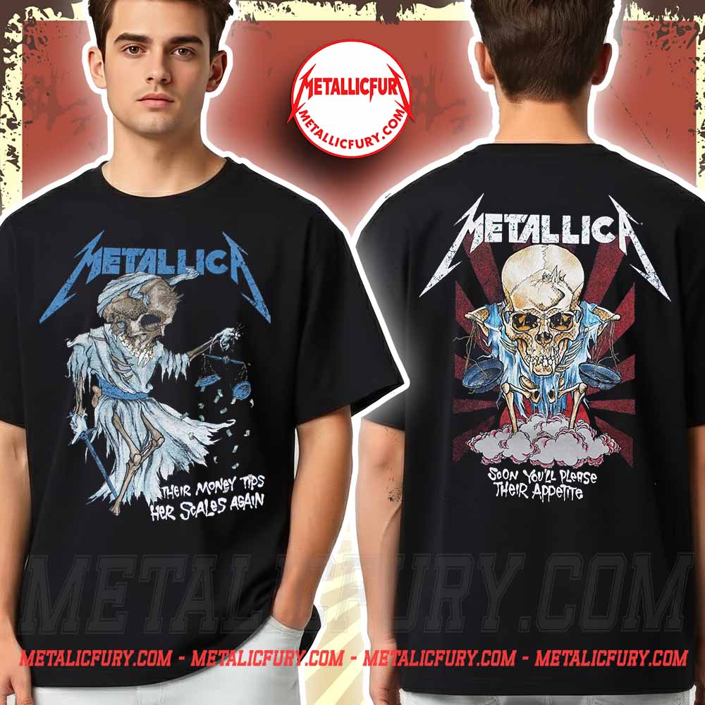 Metallica Shirt Their Money Tips Her Scales Again Two Sided T-Shirt