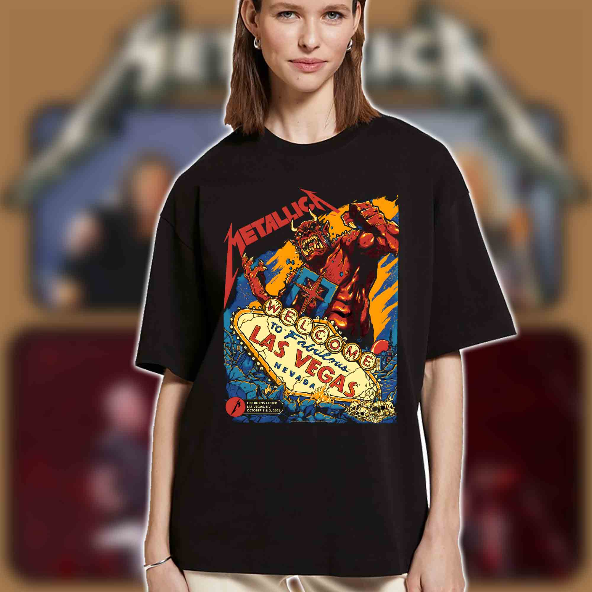 Metallica Life Burns Faster Las Vegas Weekend 1 Red Devil Pop-Up Shop T-Shirt