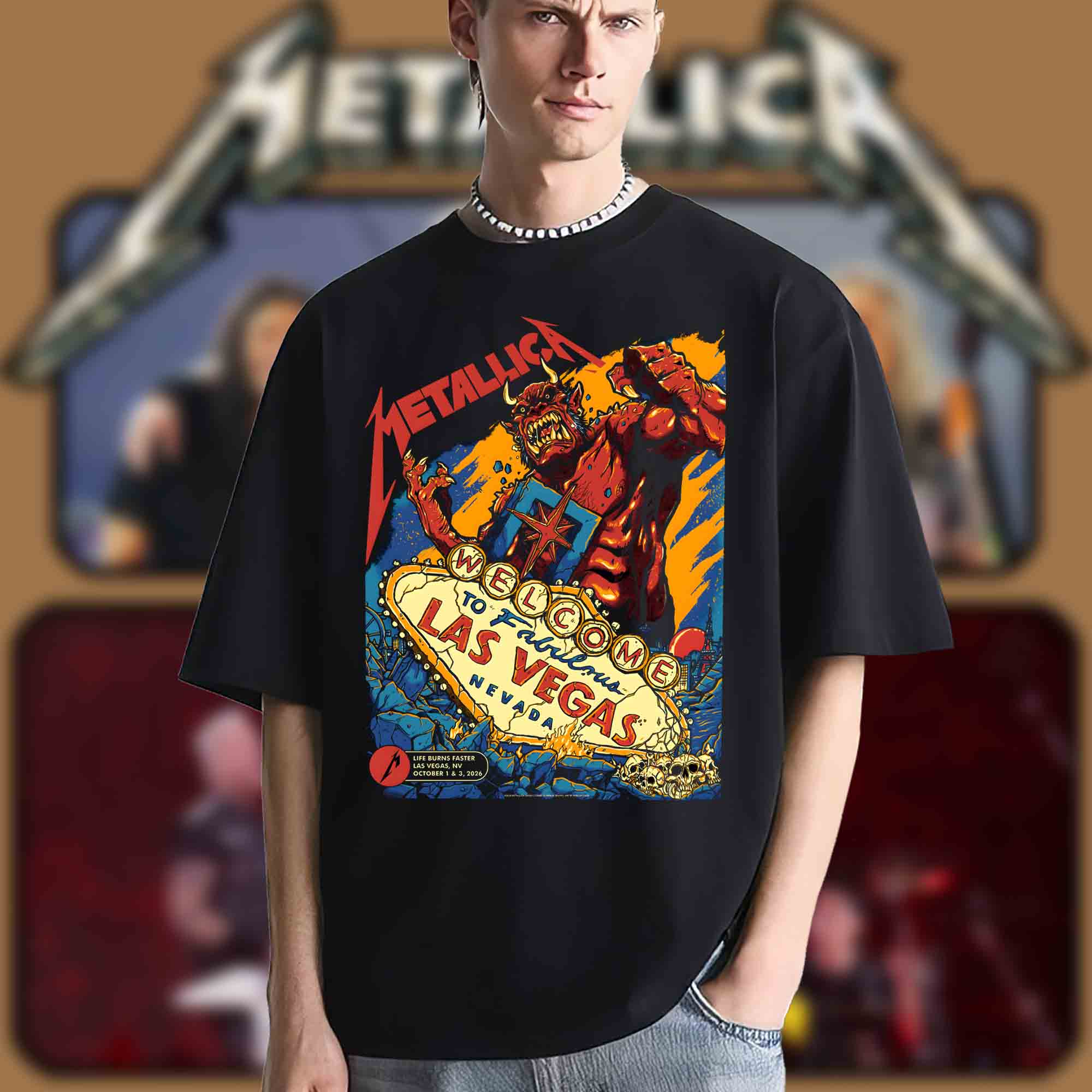 Metallica Life Burns Faster Las Vegas Weekend 1 Red Devil Pop-Up Shop T-Shirt