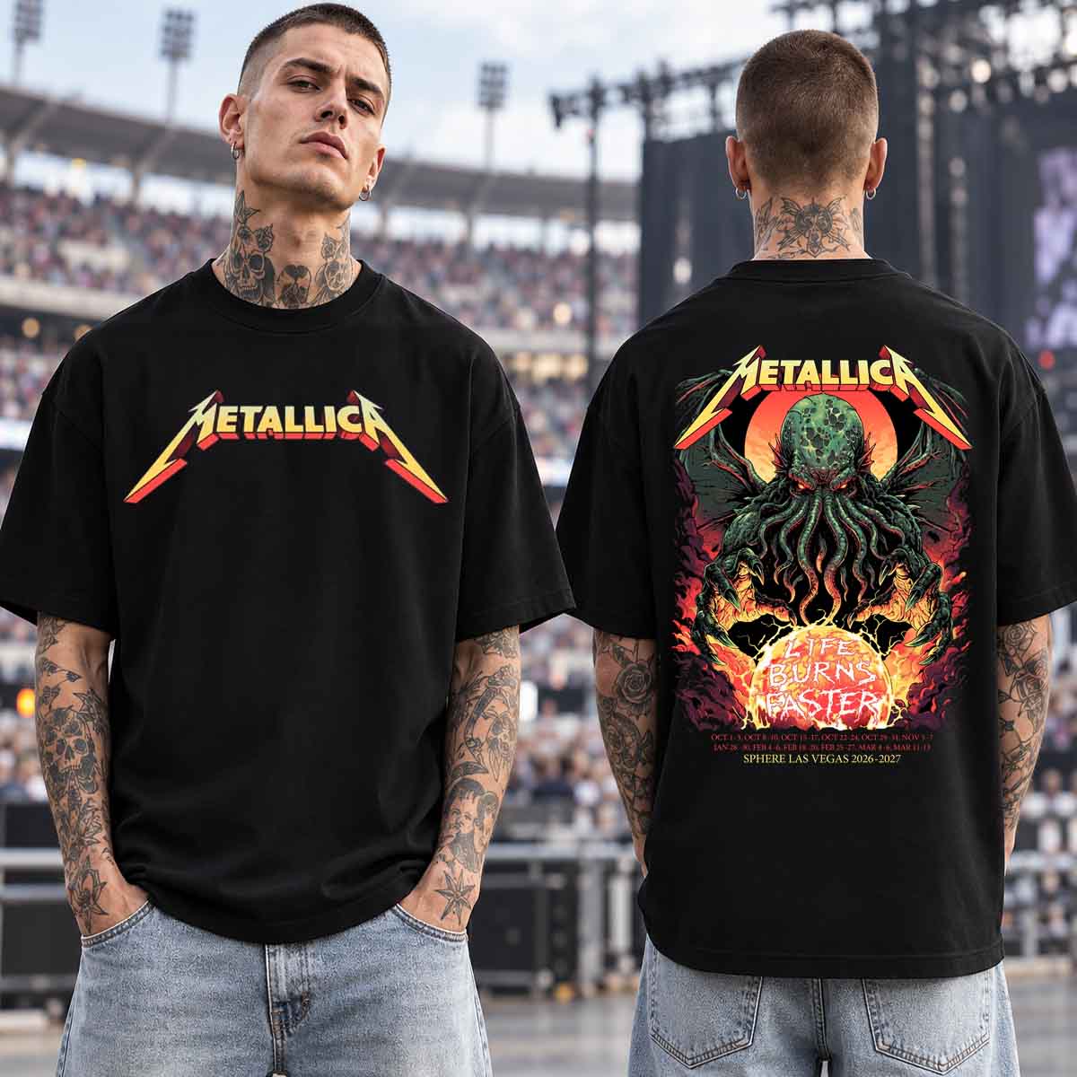 Metallica Live At Sphere Las Vegas 2026 2027 Tour Ktulu Two Sided T-Shirt