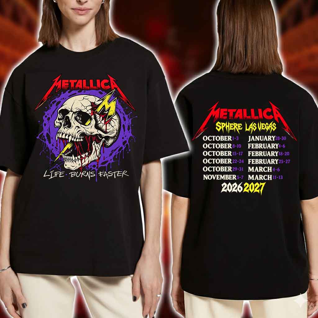 Metallica Sphere Las Vegas 2026 2027 Lightning Skull T-Shirt