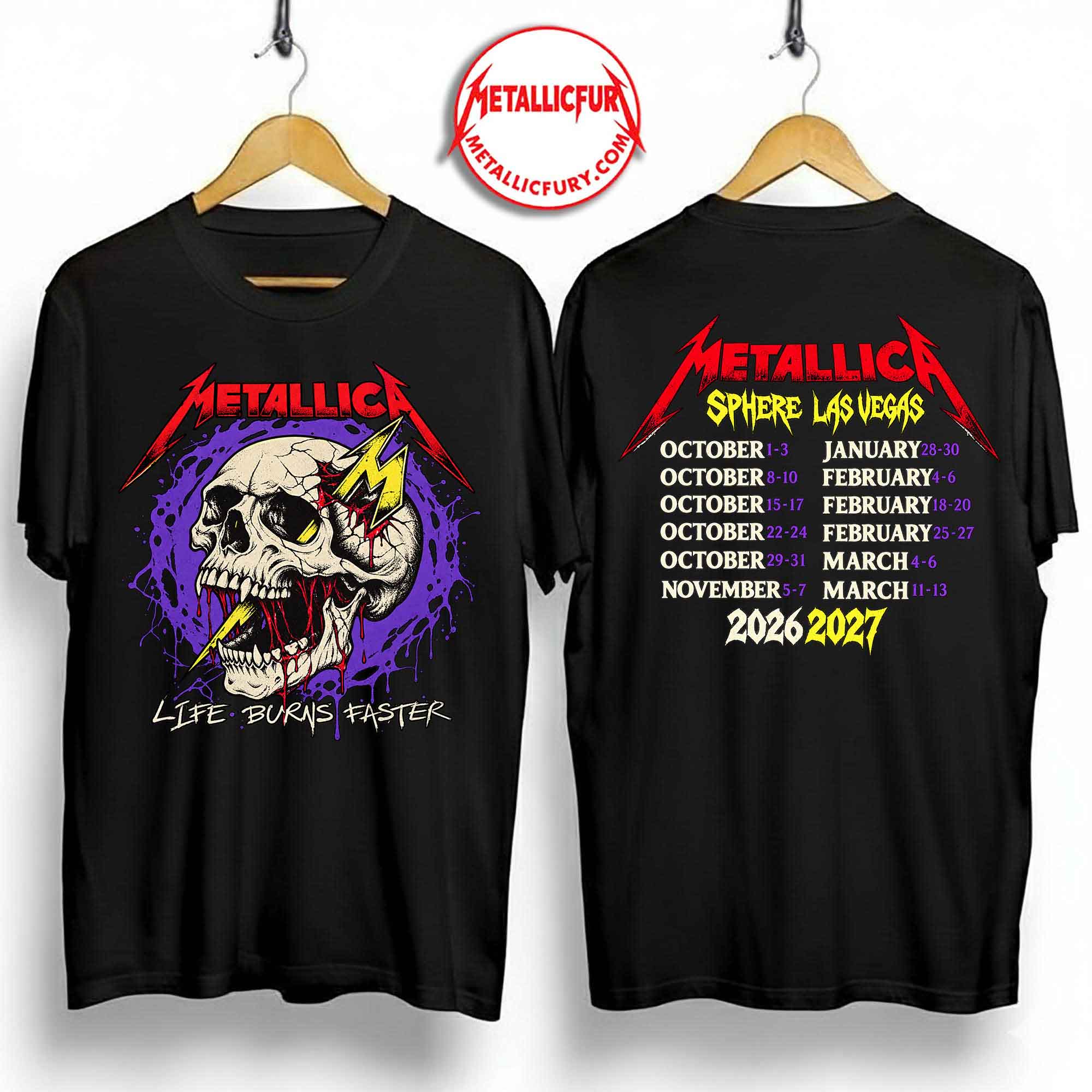 Metallica Sphere Las Vegas 2026 2027 Lightning Skull T-Shirt