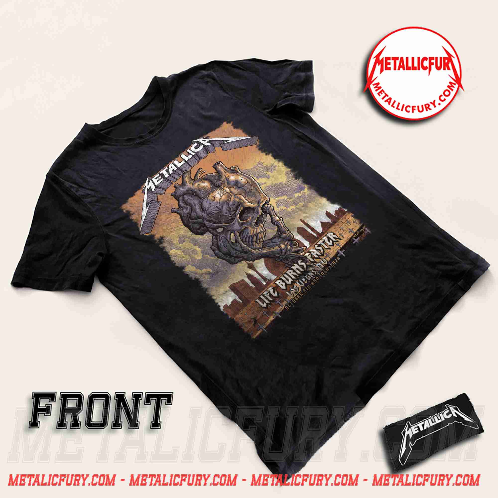 Metallica Sphere Las Vegas 2026 Skull Heart T-Shirt - Oct 8 & 10