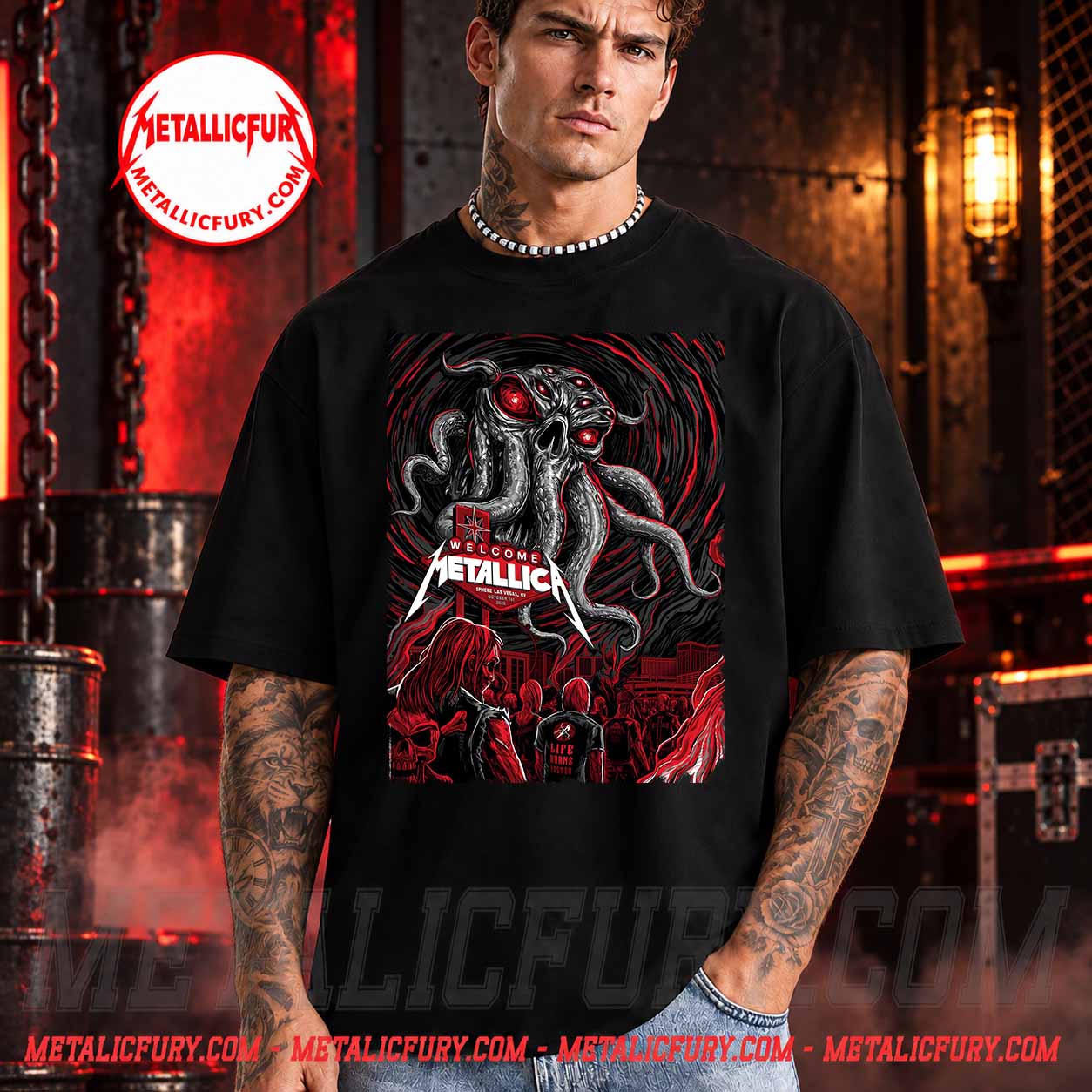 Metallica Sphere Las Vegas NV Oct 1st 2026 T-Shirt - Cthulhu Tentacle Monster
