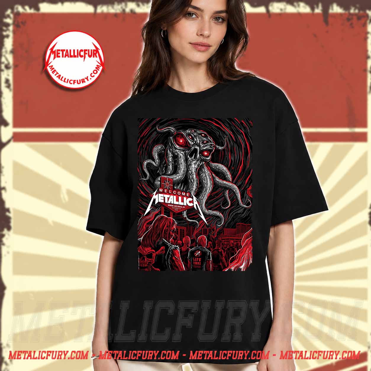 Metallica Sphere Las Vegas Oct 1st 2026 T-Shirt - Cthulhu Tentacle Monster
