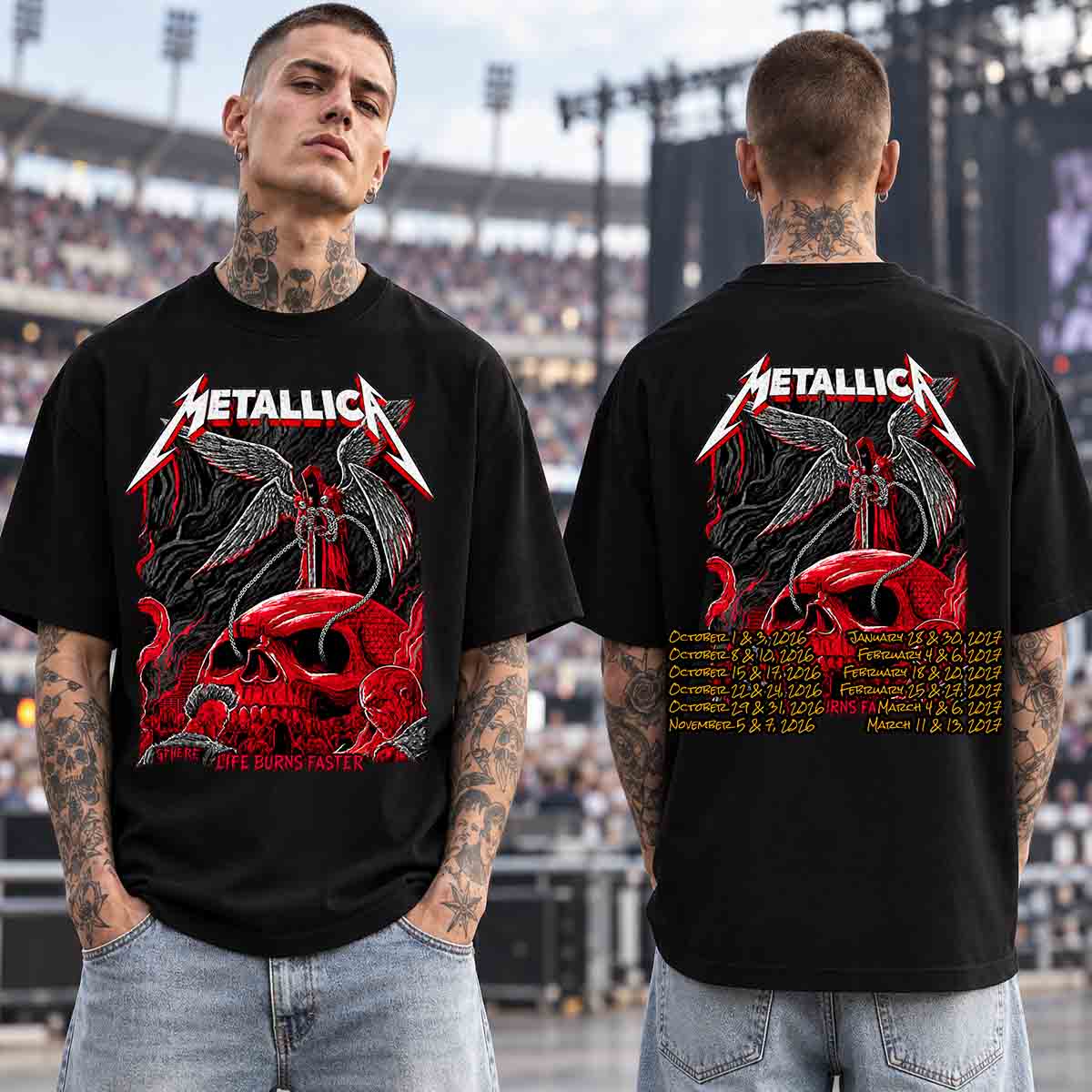 Metallica Sphere Las Vegas Night 2 Two Sided T-Shirt - October 5, 2026 (Death Angel Graphic)