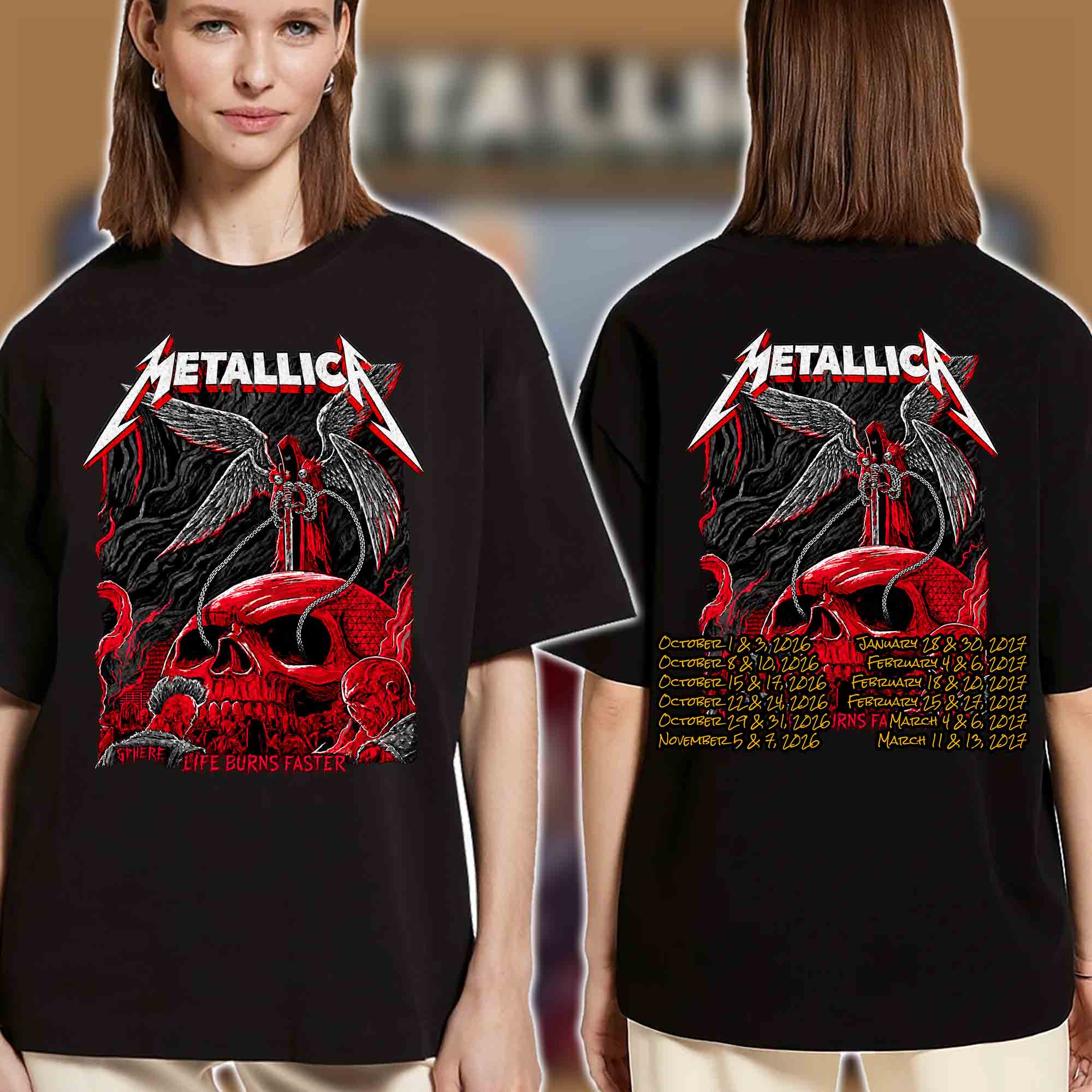 Metallica Sphere Las Vegas Night 2 Two Sided T-Shirt - October 5, 2026 (Death Angel Graphic)